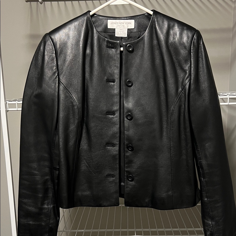 Jones New York Classic Black Leather Jacket